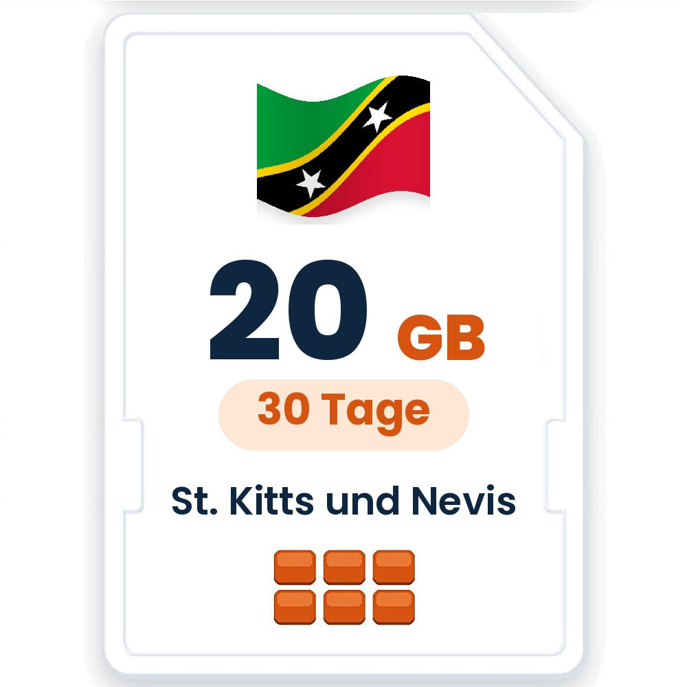 St. Kitts und Nevis eSIM – 20 GB, 30 Tage gültig