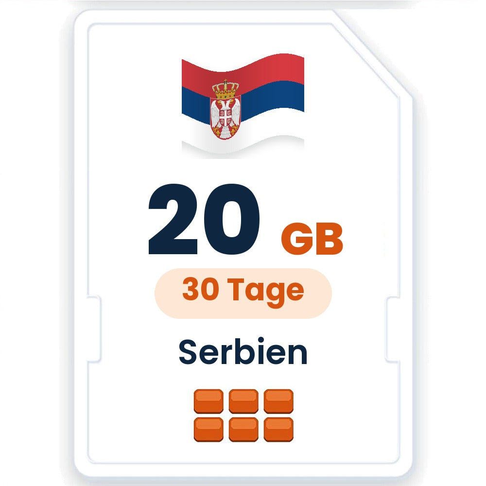 Serbien eSIM – 20 GB, 30 Tage gültig