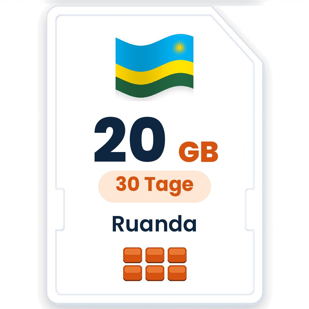 Ruanda eSIM – 20 GB, 30 Tage gültig