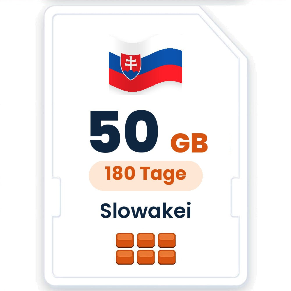 Slowakei eSIM – 50 GB, 180 Tage gültig