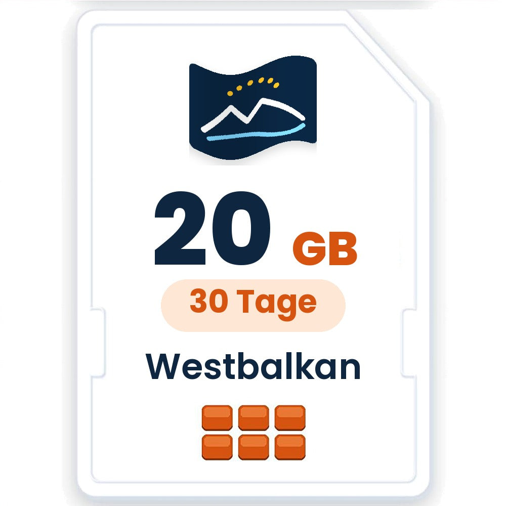 Westbalkan eSIM – 20 GB, 30 Tage gültig