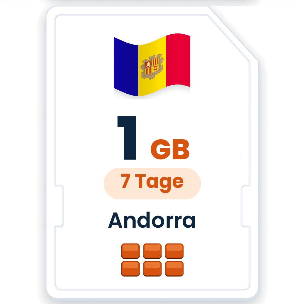 Andorra eSIM – 1 GB, 7 Tage gültig