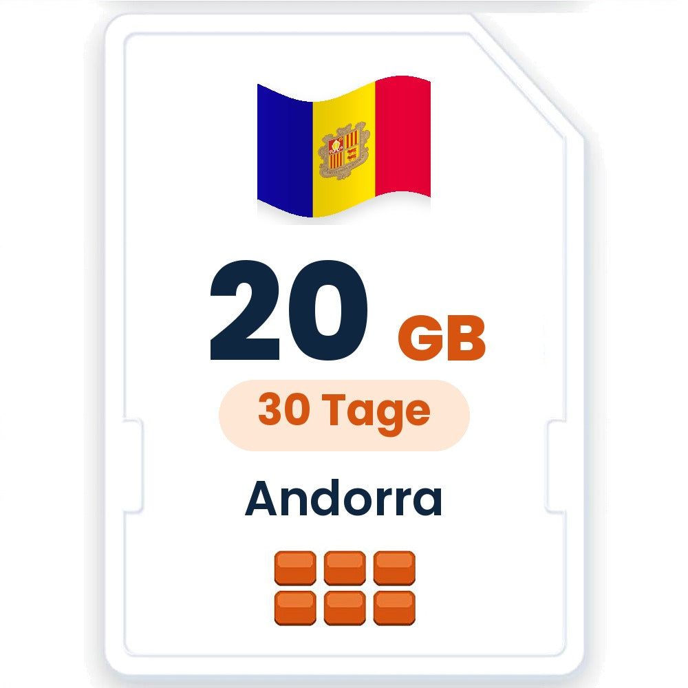 Andorra eSIM – 20 GB, 30 Tage gültig