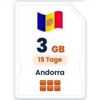 Andorra eSIM – 3 GB, 15 Tage gültig