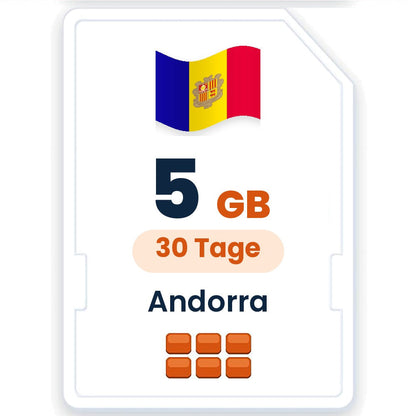 Andorra eSIM – 5 GB, 30 Tage gültig