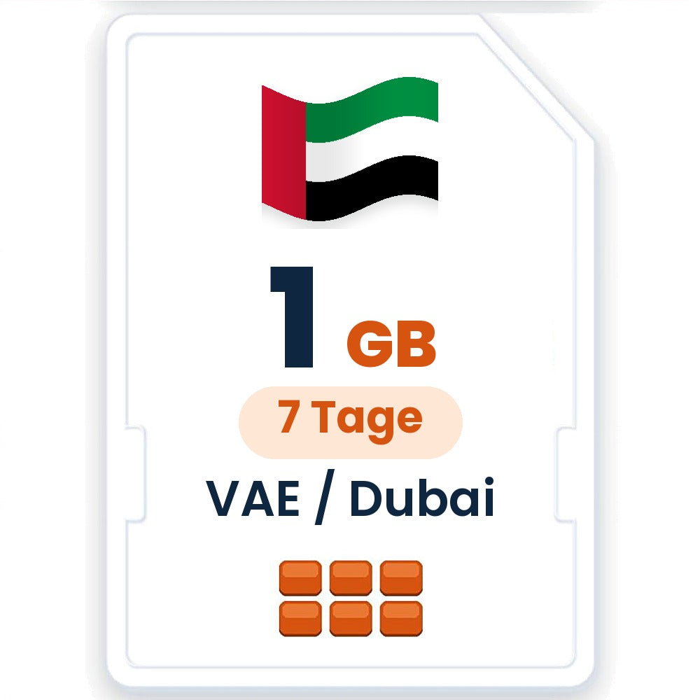 VAE / Dubai eSIM – 1 GB, 7 Tage gültig