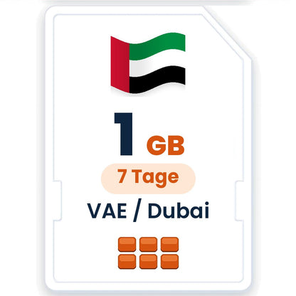 VAE / Dubai eSIM – 1 GB, 7 Tage gültig