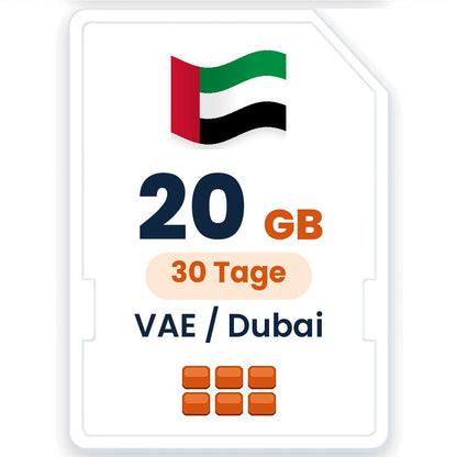 VAE / Dubai eSIM – 20 GB, 30 Tage gültig