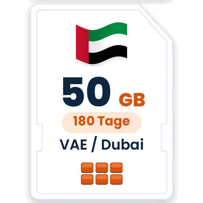 VAE / Dubai eSIM – 50 GB, 180 Tage gültig