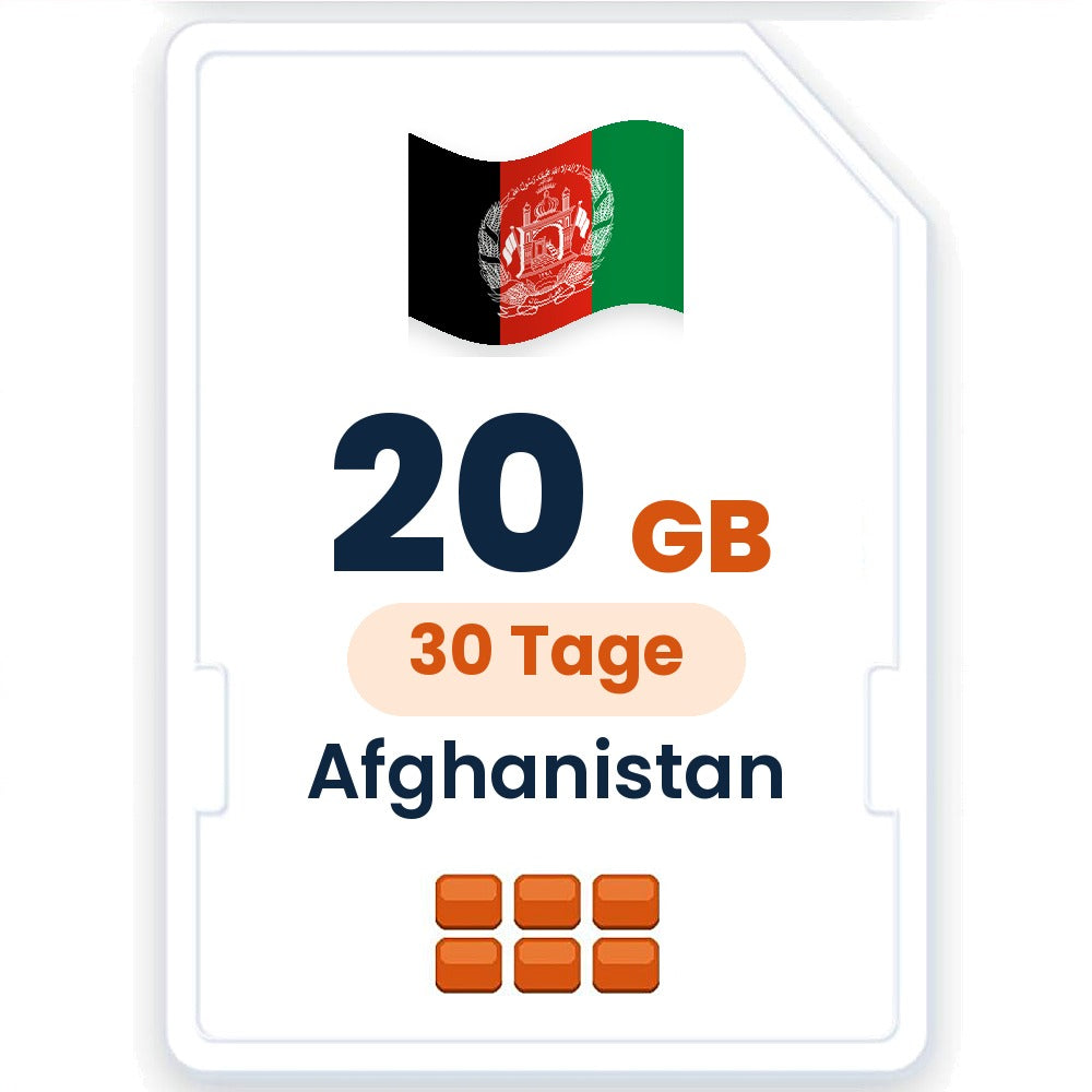 Afghanistan eSIM – 20 GB, 30 Tage gültig