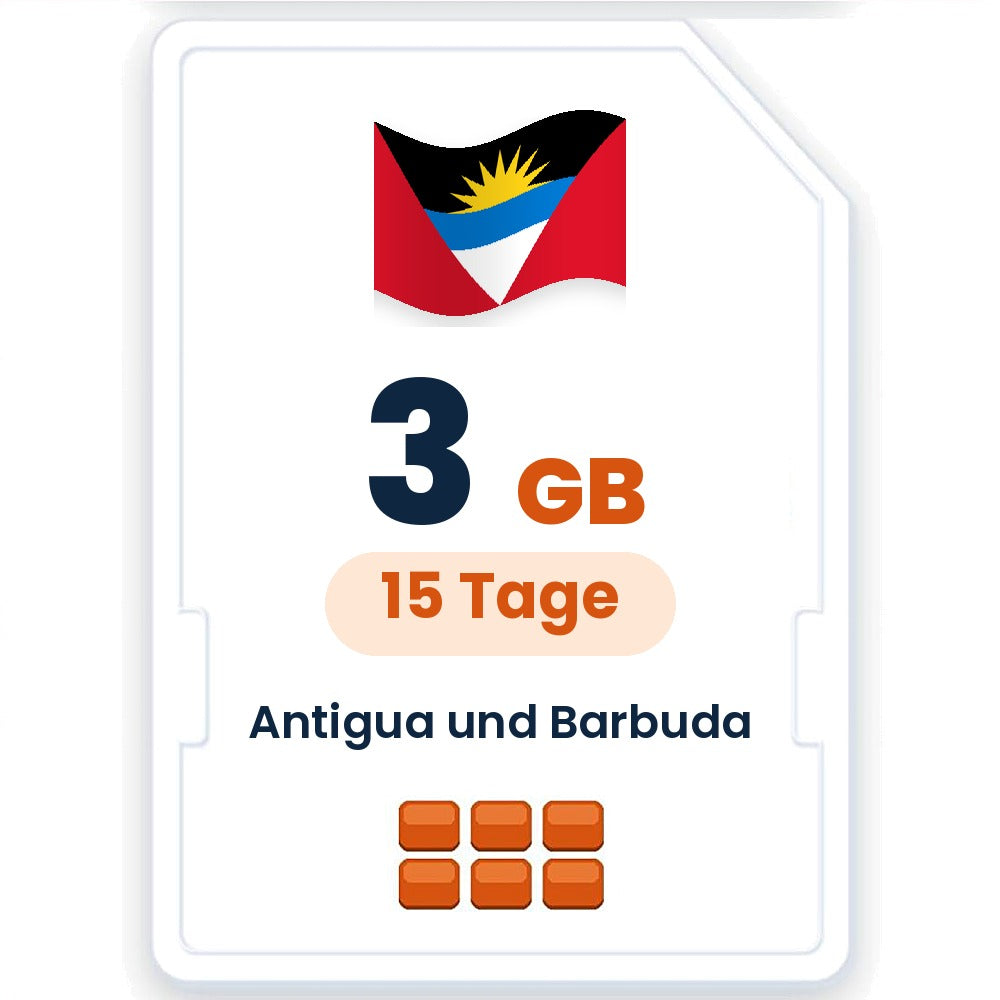 Antigua und Barbuda eSIM – 3 GB, 15 Tage gültig