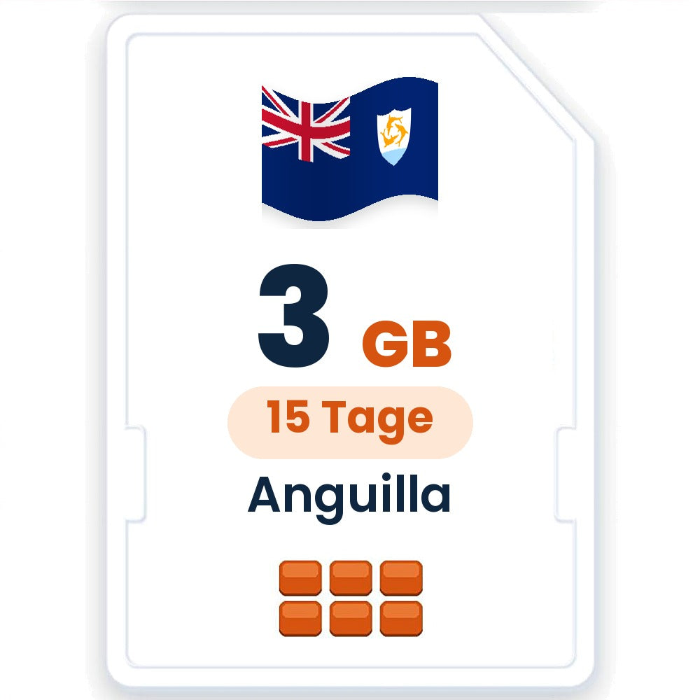 Anguilla eSIM – 3 GB, 15 Tage gültig