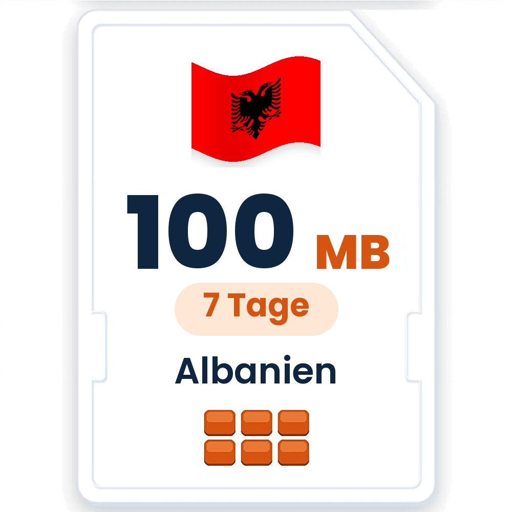 Albanien eSIM – 100 MB, 7 Tage gültig