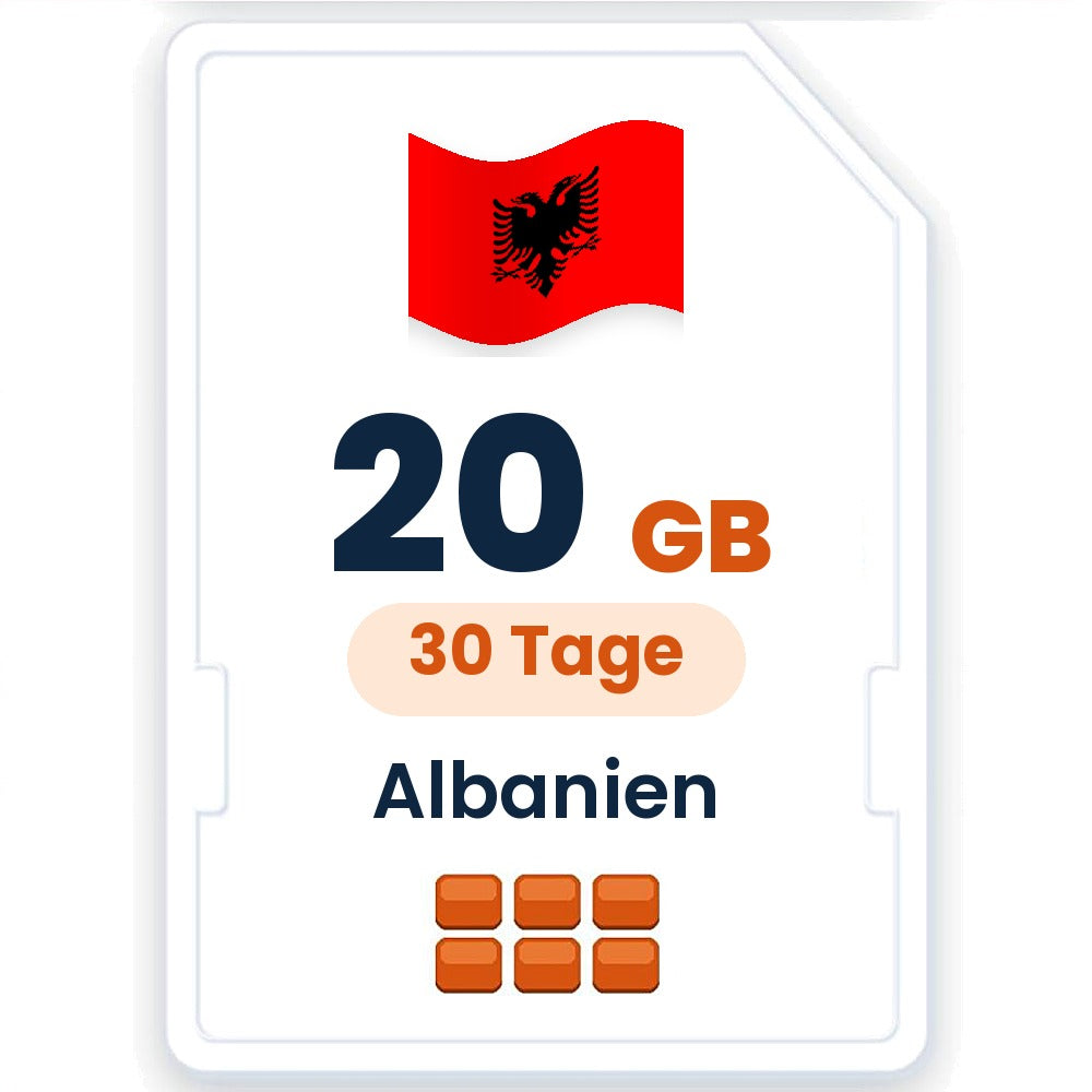 Albanien eSIM – 20 GB, 30 Tage gültig