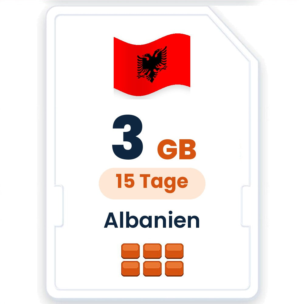 Albanien eSIM – 3 GB, 15 Tage gültig