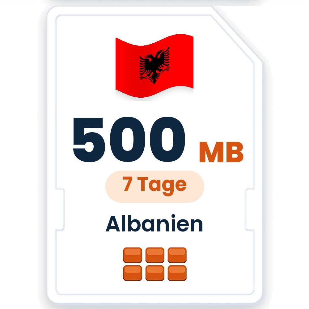 Albanien eSIM – 500 MB, 7 Tage gültig