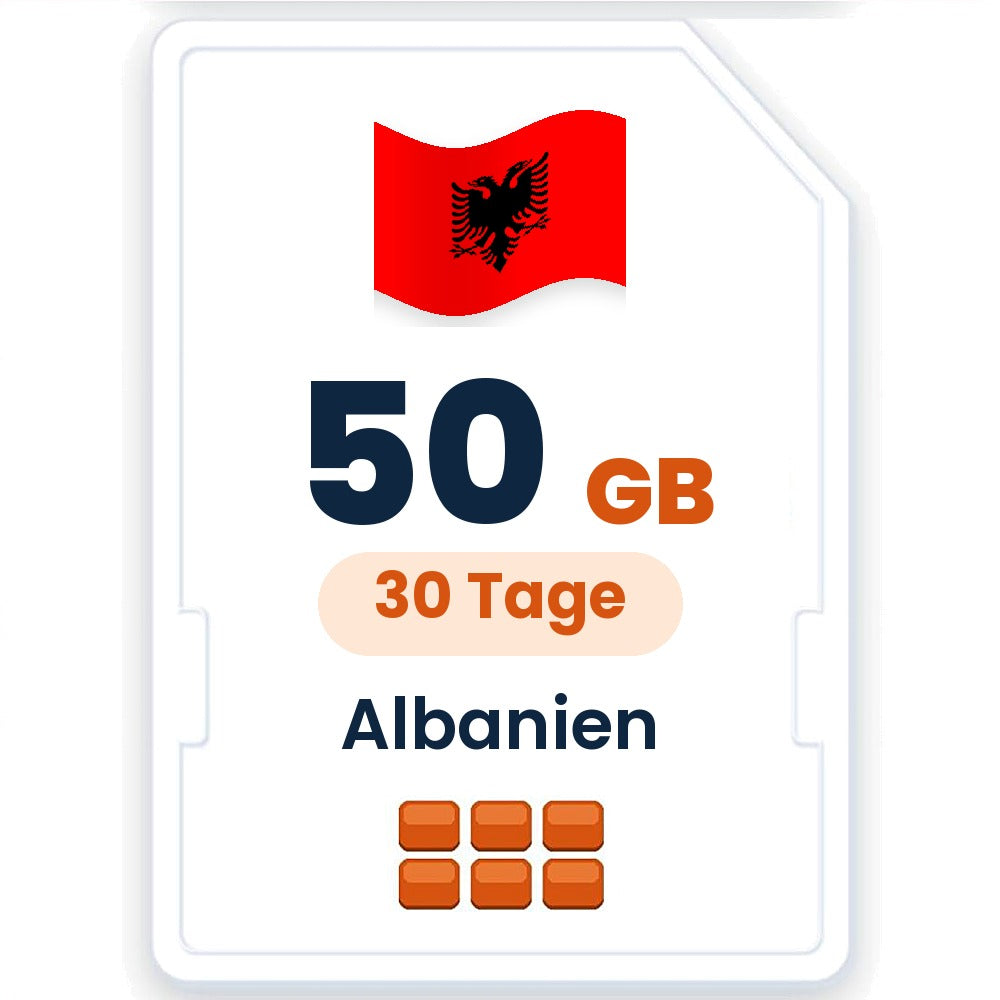 Albanien eSIM – 50 GB, 30 Tage gültig