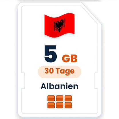 Albanien eSIM – 5 GB, 30 Tage gültig