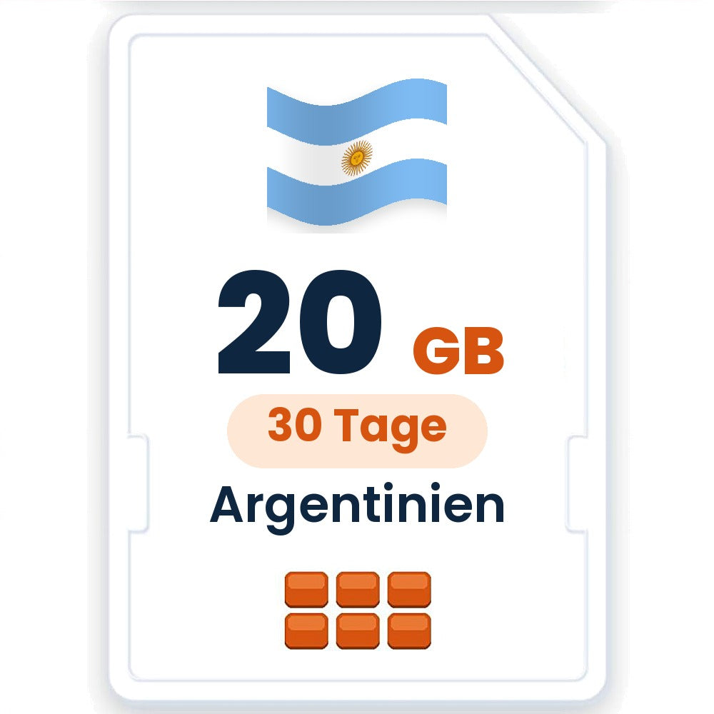 Argentinien eSIM – 20 GB, 30 Tage gültig