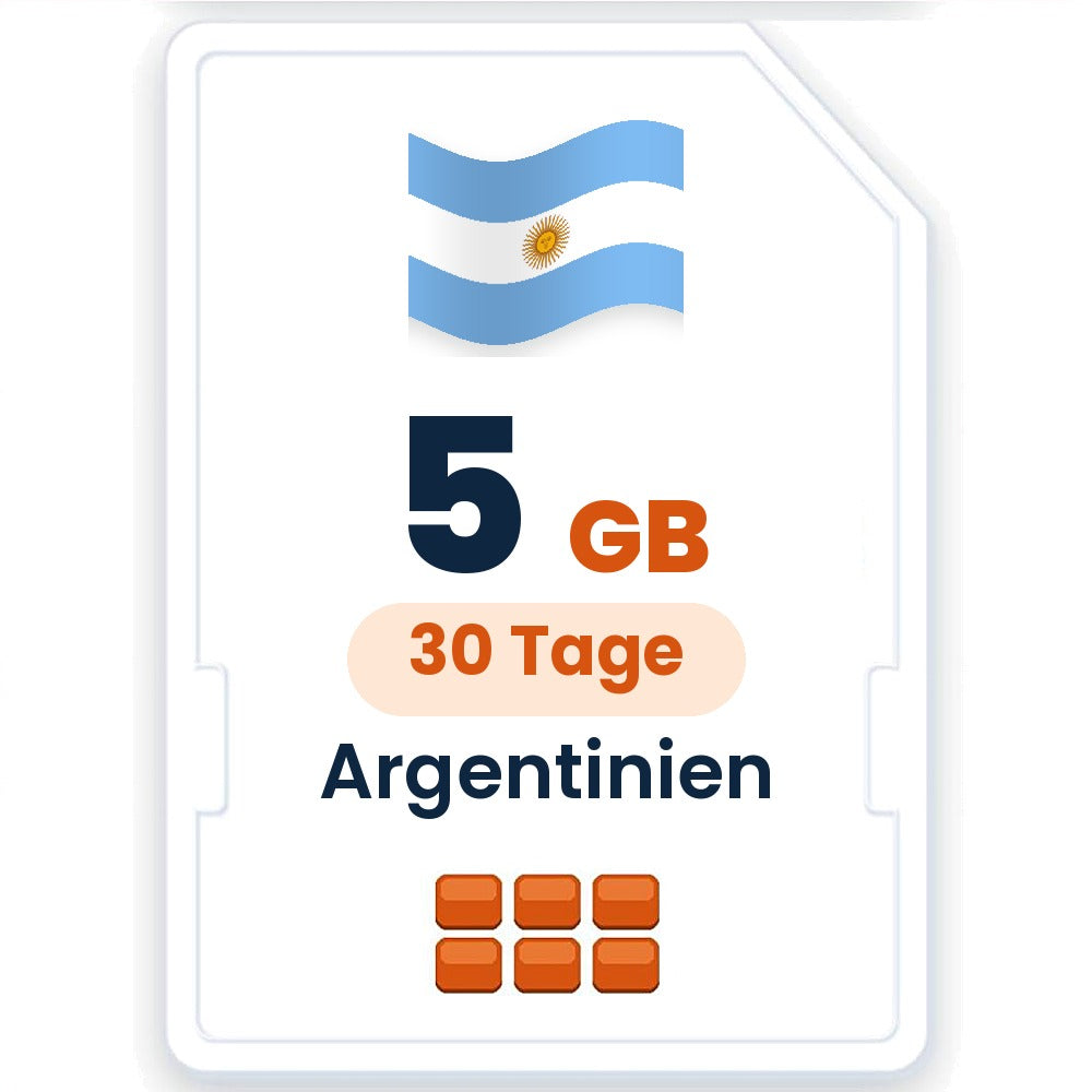 Argentinien eSIM – 5 GB, 30 Tage gültig