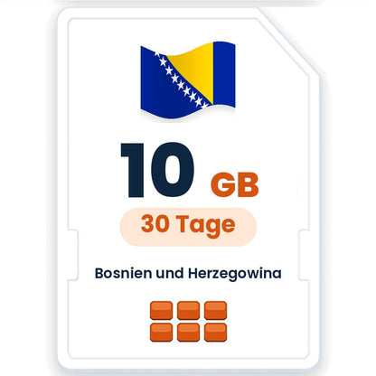 Bosnien und Herzegowina eSIM – 10 GB, 30 Tage gültig