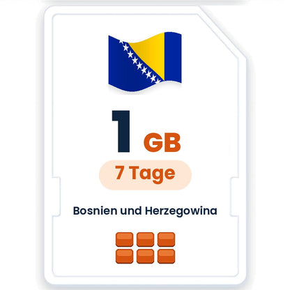 Bosnien und Herzegowina eSIM – 1 GB, 7 Tage gültig
