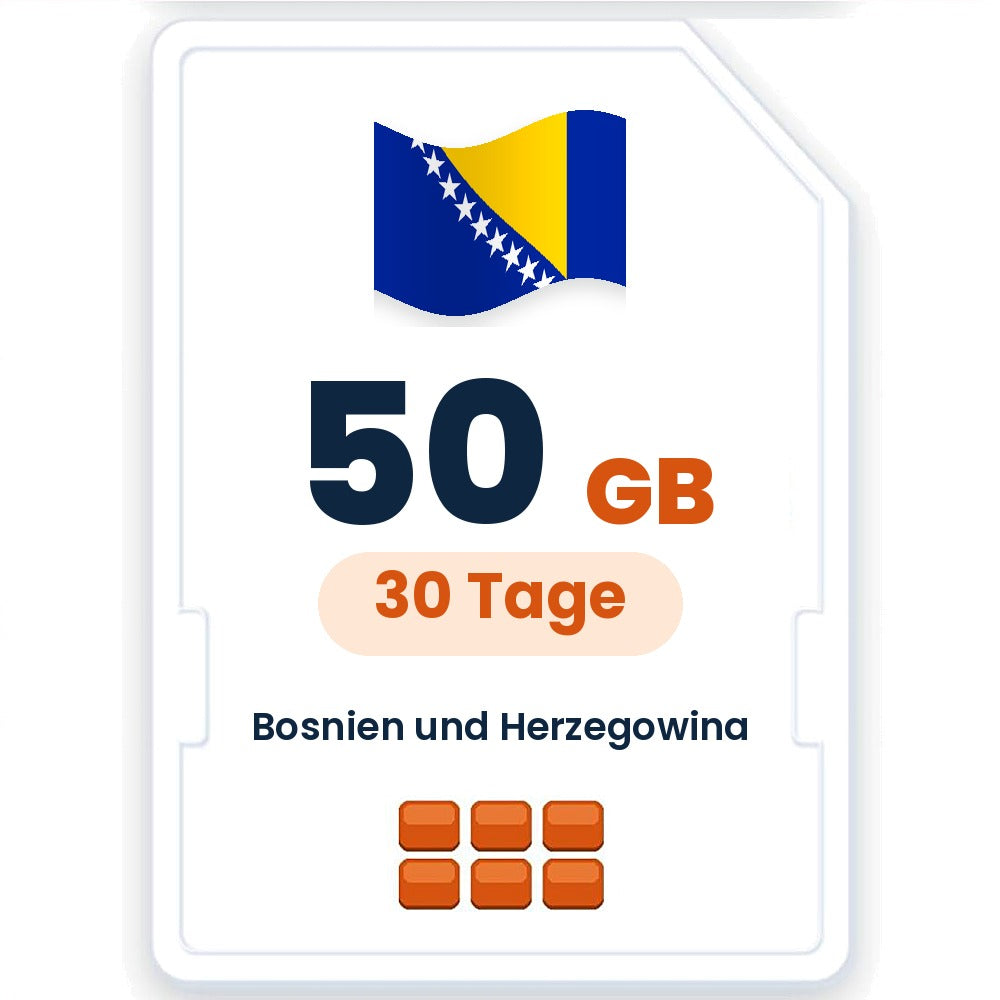 Bosnien und Herzegowina eSIM – 50 GB, 30 Tage gültig