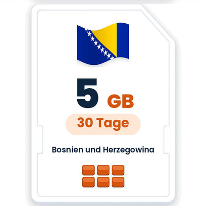 Bosnien und Herzegowina eSIM – 5 GB, 30 Tage gültig