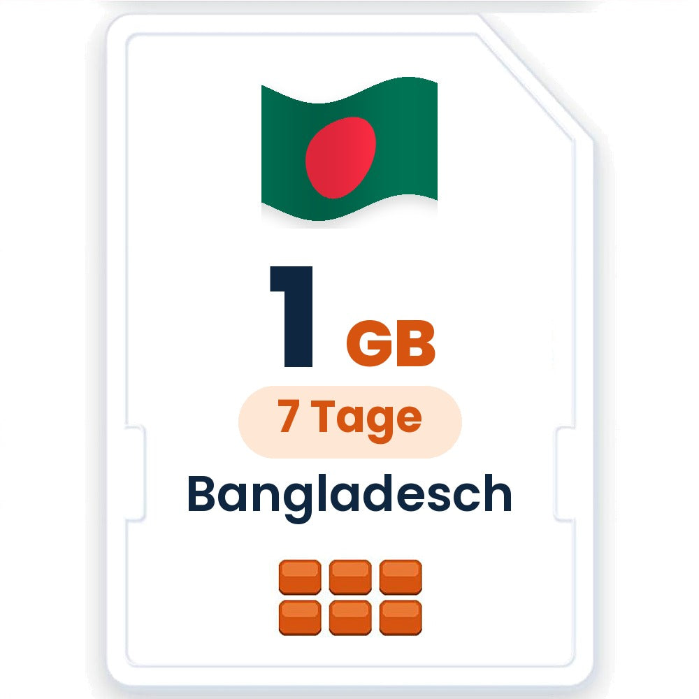 Bangladesch eSIM – 1 GB, 7 Tage gültig