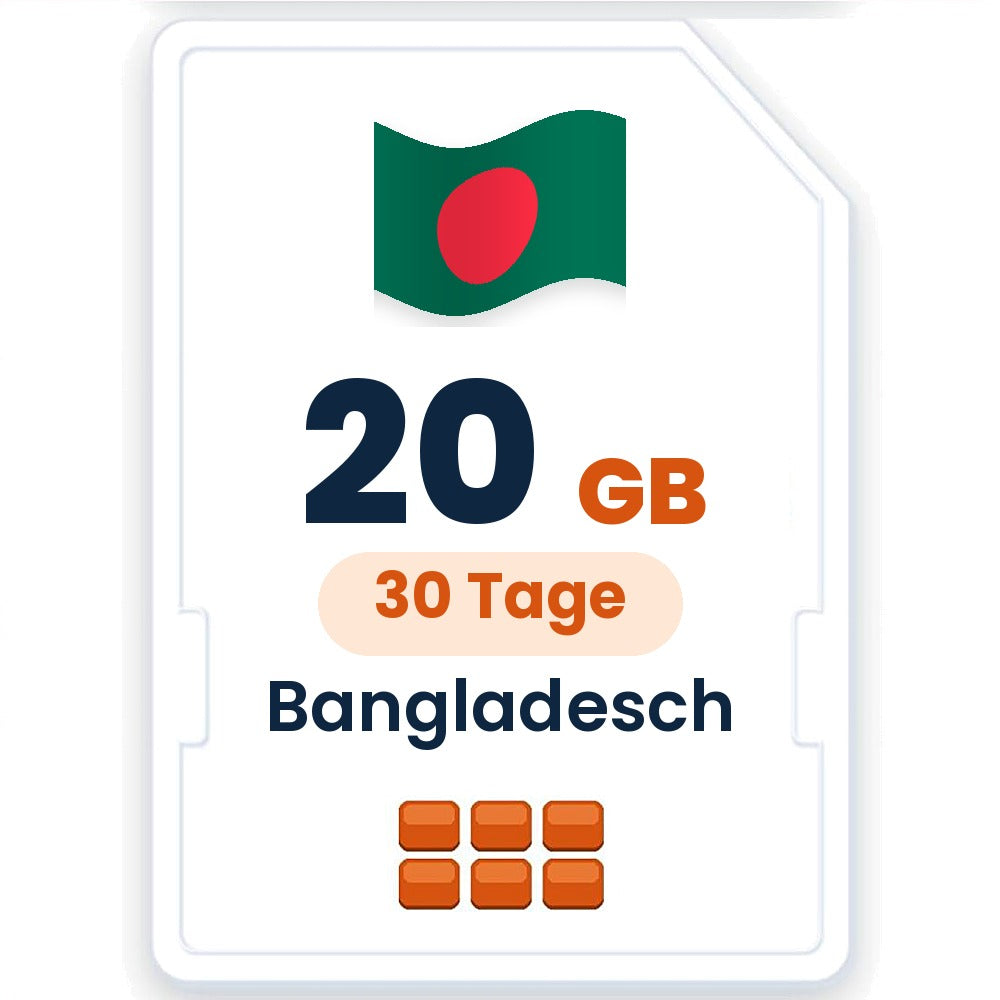 Bangladesch eSIM – 20 GB, 30 Tage gültig