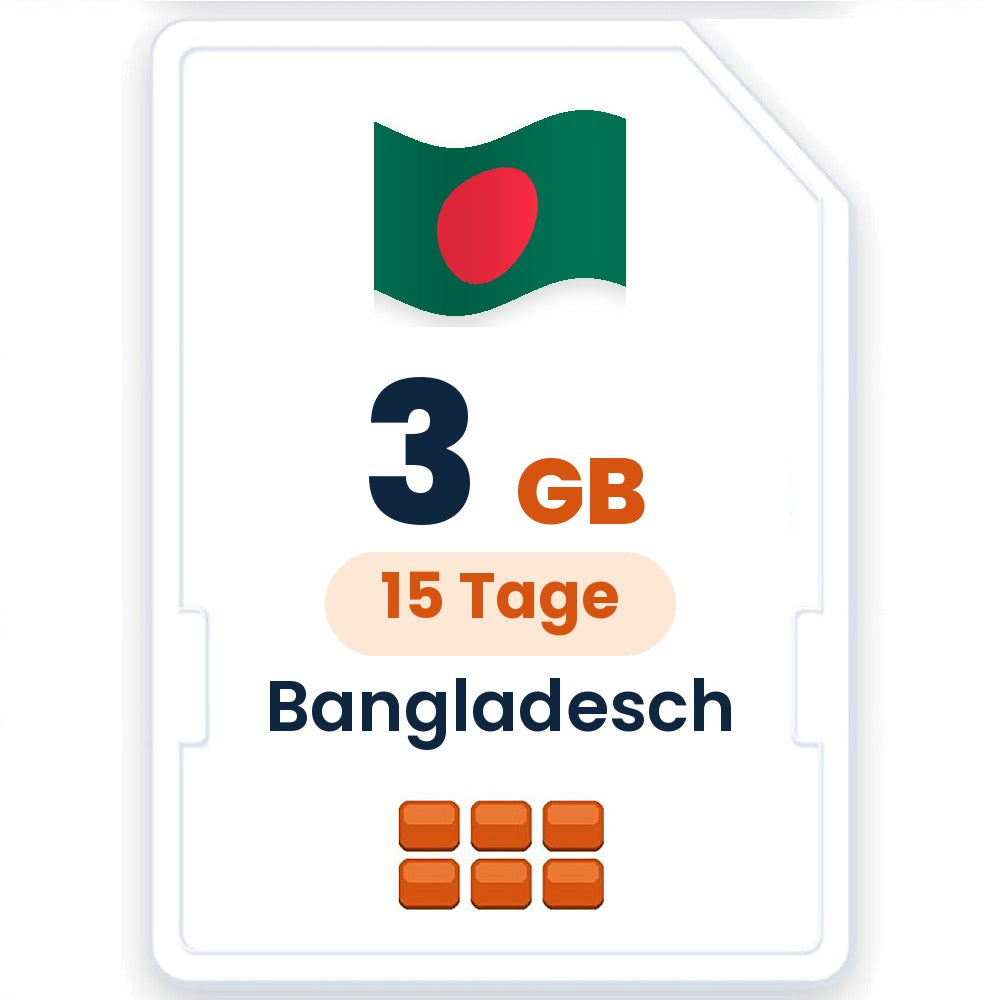 Bangladesch eSIM – 3 GB, 15 Tage gültig