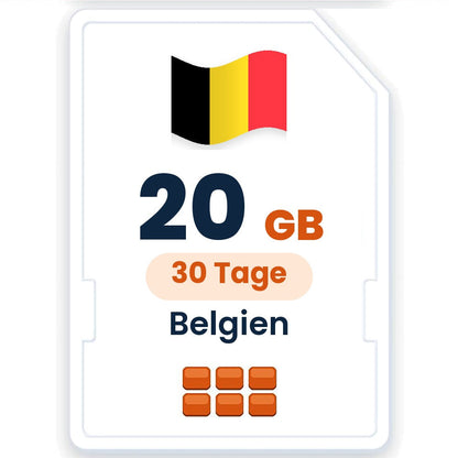 Belgien eSIM – 20 GB, 30 Tage gültig
