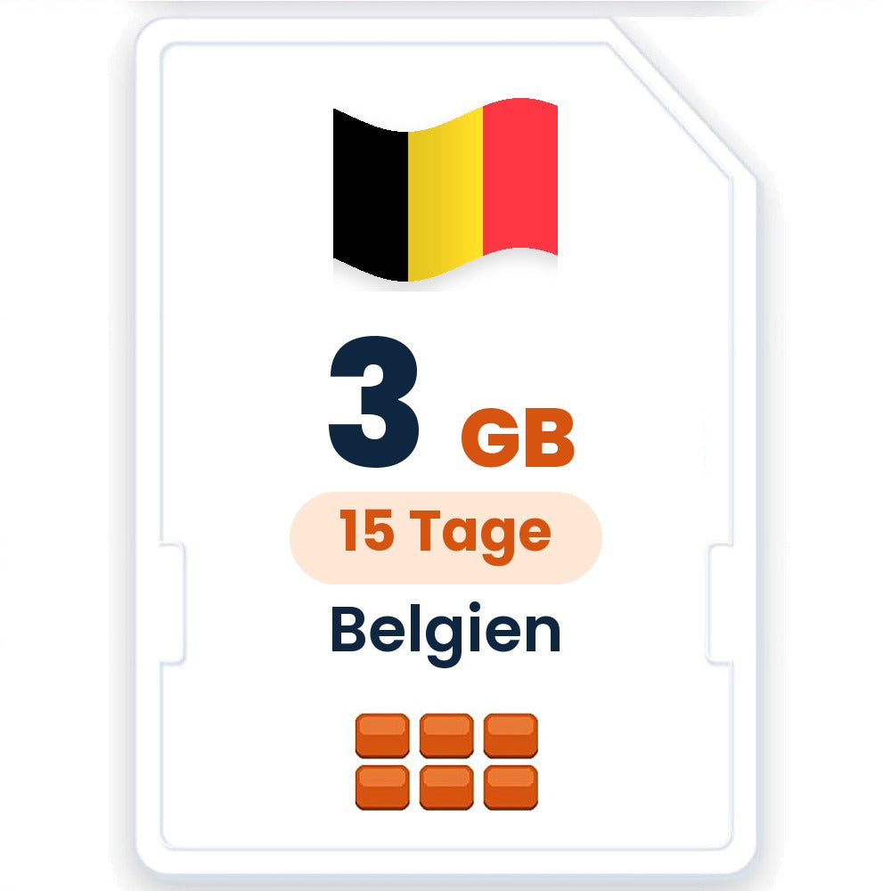 Belgien eSIM – 3 GB, 15 Tage gültig