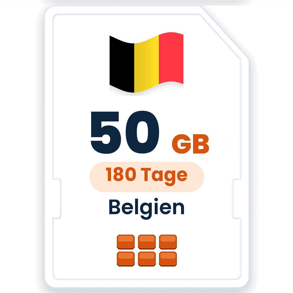 Belgien eSIM – 50 GB, 180 Tage gültig