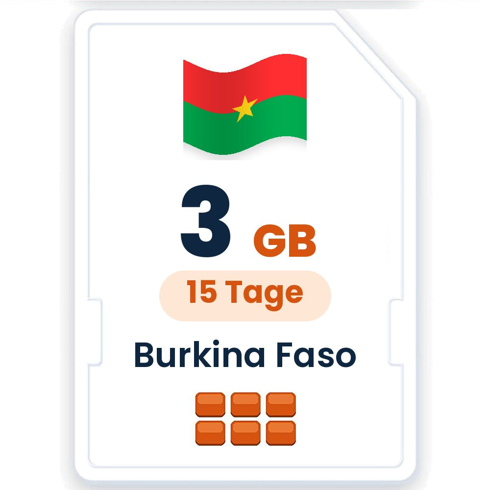 Burkina Faso eSIM – 3 GB, 15 Tage gültig