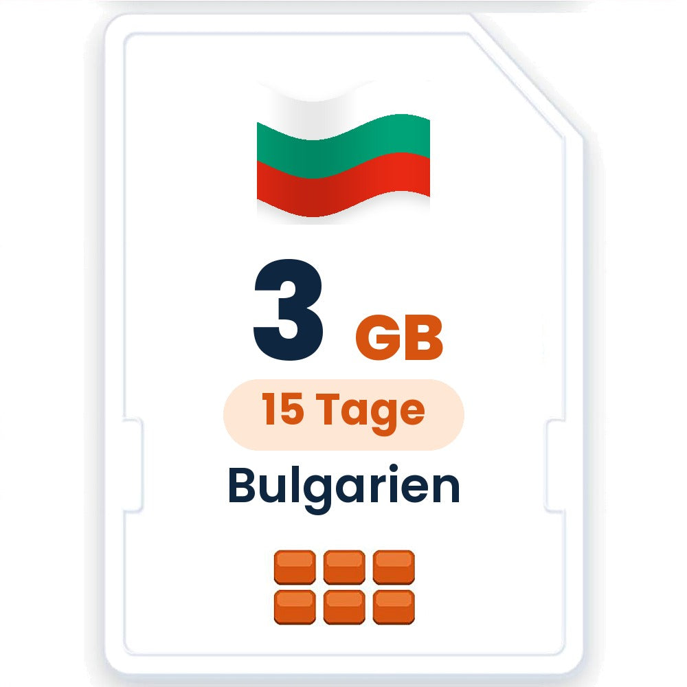 Bulgarien eSIM – 3 GB, 15 Tage gültig