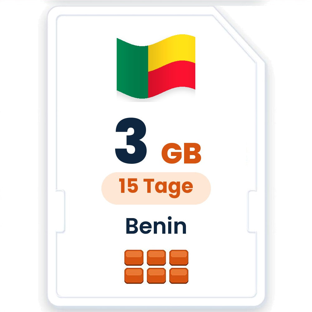 Benin eSIM – 3 GB, 15 Tage gültig