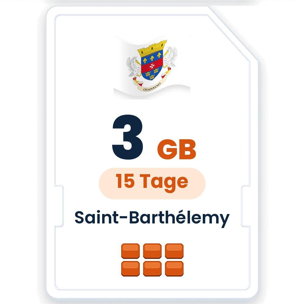 Saint-Barthélemy eSIM – 3 GB, 15 Tage gültig