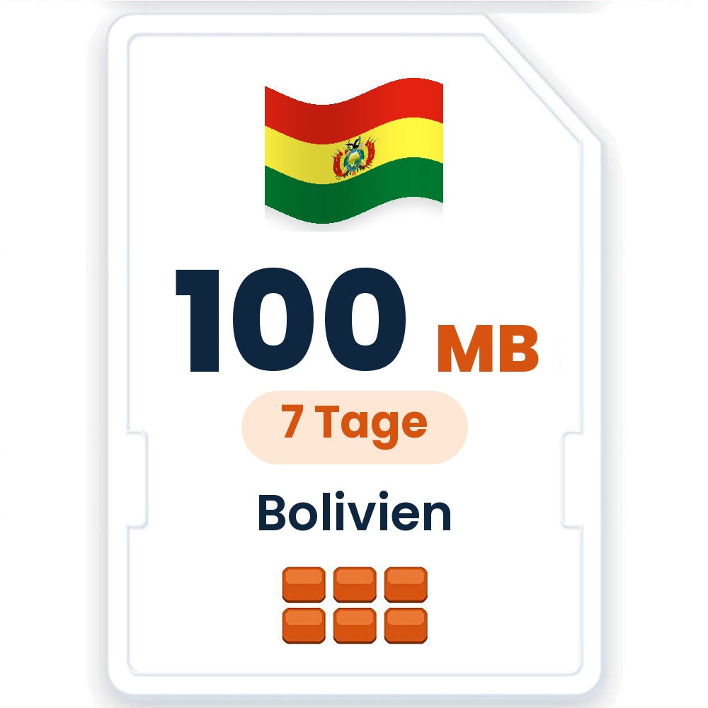 Bolivien eSIM – 100 MB, 7 Tage gültig