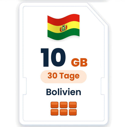 Bolivien eSIM – 10 GB, 30 Tage gültig