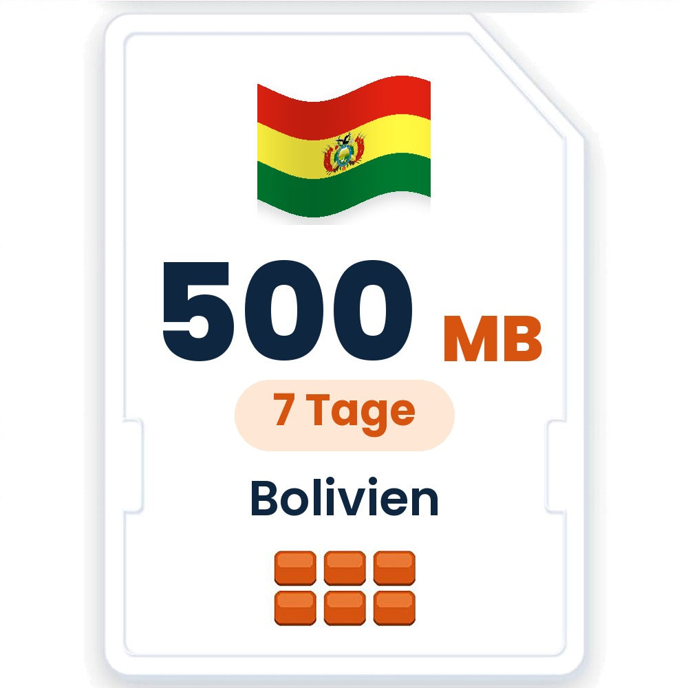Bolivien eSIM – 500 MB, 7 Tage gültig