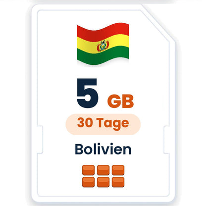 Bolivien eSIM – 5 GB, 30 Tage gültig