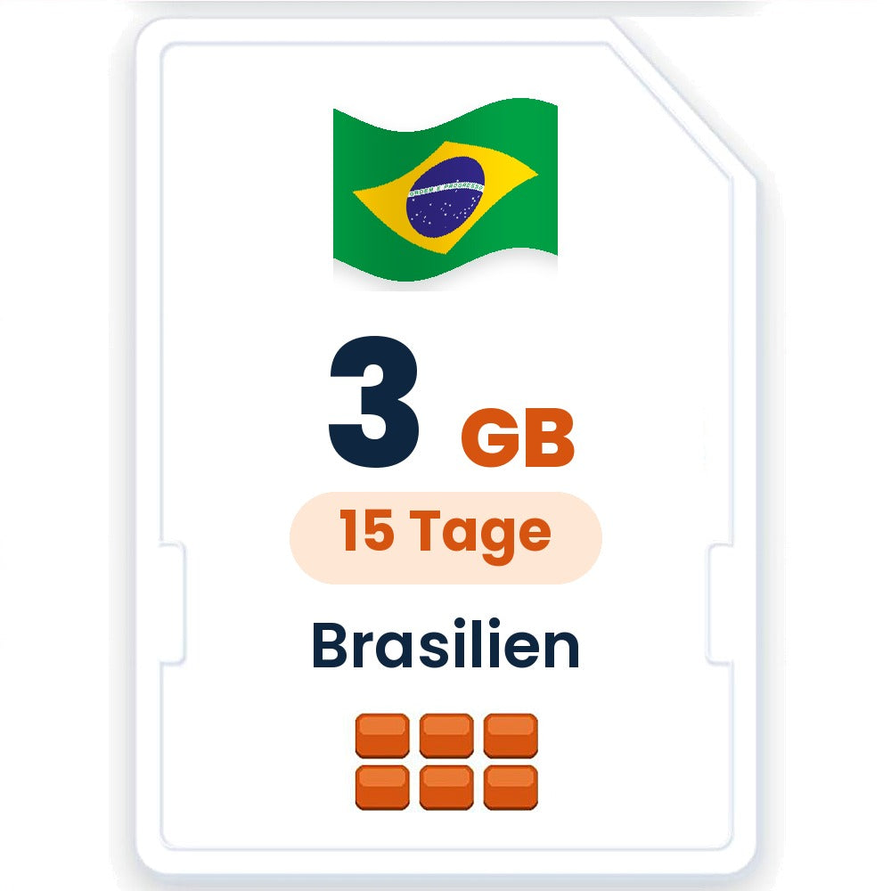 Brasilien eSIM – 3 GB, 15 Tage gültig