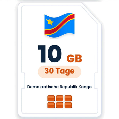 Demokratische Republik Kongo eSIM – 10 GB, 30 Tage gültig
