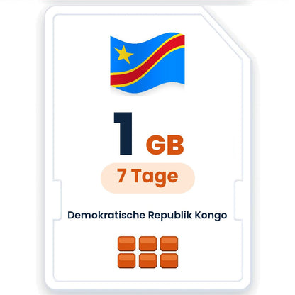 Demokratische Republik Kongo eSIM – 1 GB, 7 Tage gültig