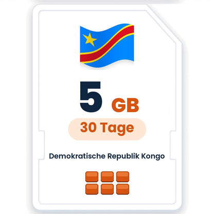 Demokratische Republik Kongo eSIM – 5 GB, 30 Tage gültig