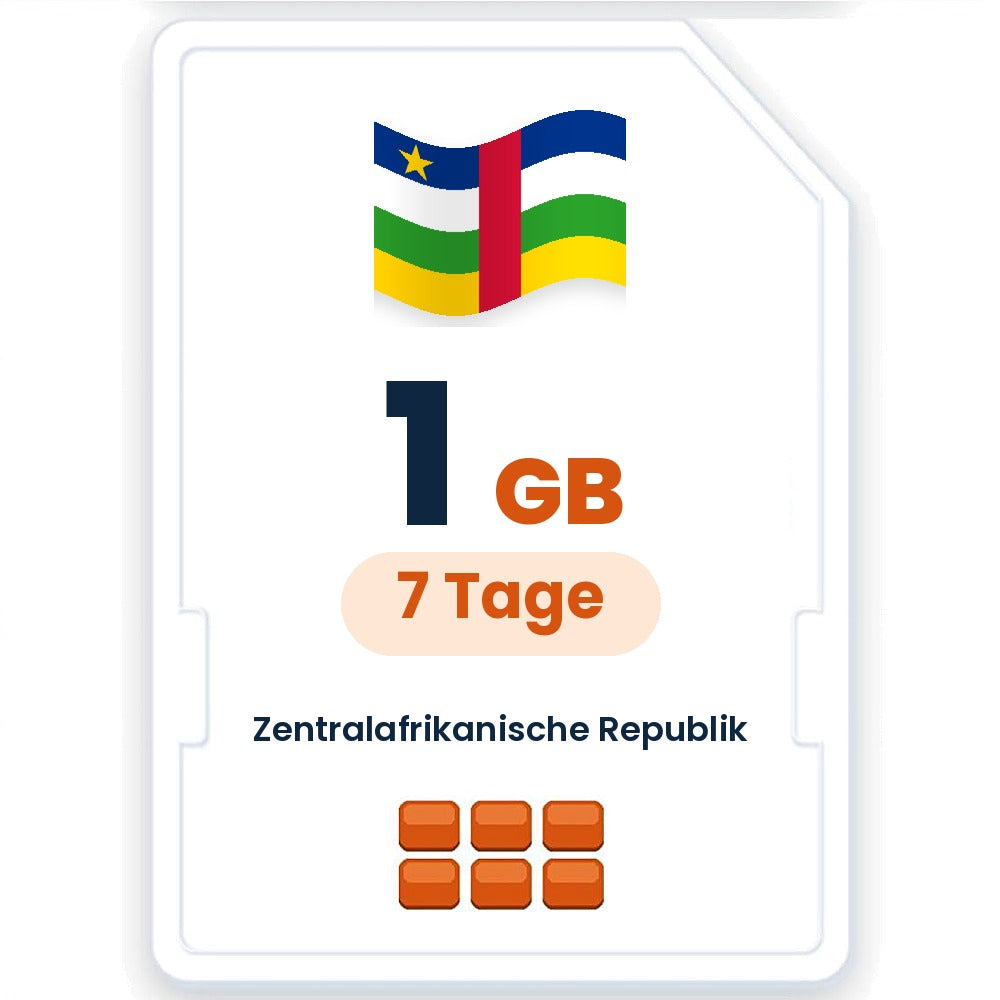 Zentralafrikanische Republik eSIM – 1 GB, 7 Tage gültig