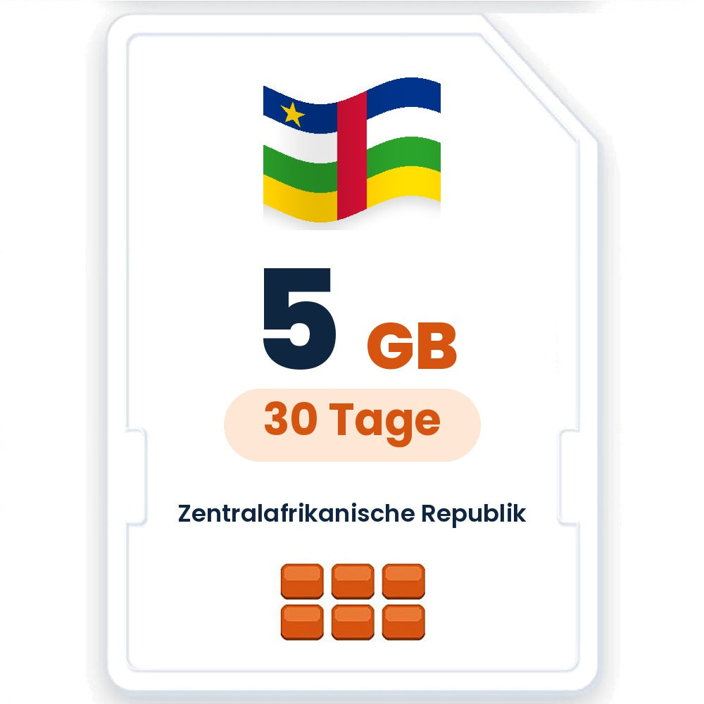 Zentralafrikanische Republik eSIM – 5 GB, 30 Tage gültig