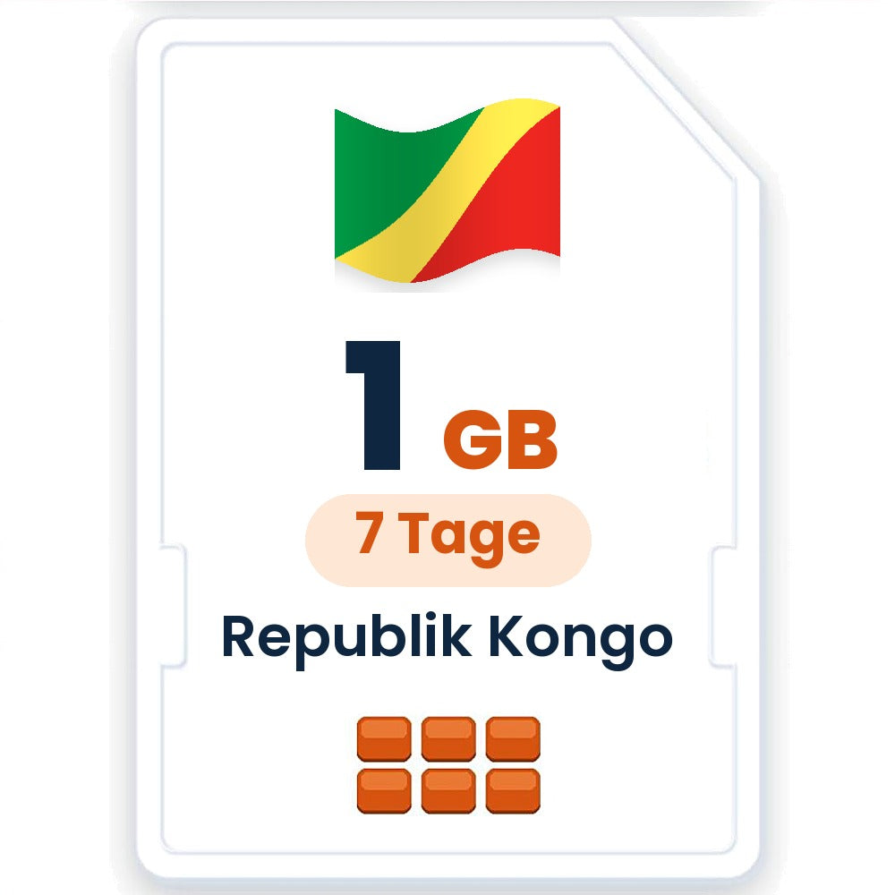 Republik Kongo eSIM – 1 GB, 7 Tage gültig