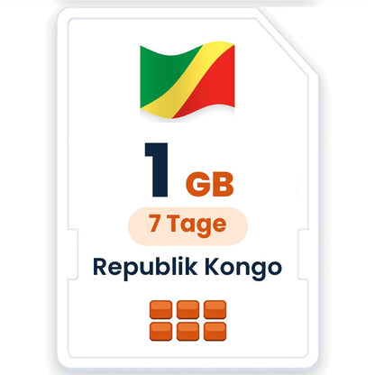 Republik Kongo eSIM – 1 GB, 7 Tage gültig